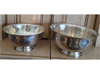 Set Of 2 Silver Bowls, 1 Engraved