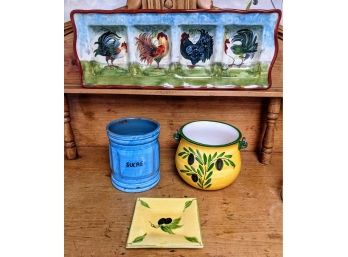 Hand Painted French And Italian Ceramic Serving Containers