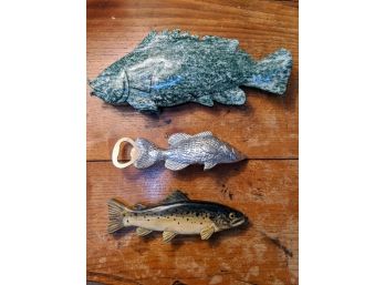 Group Of 3 Decorative Fish Items, Including 1 Bottle Opener