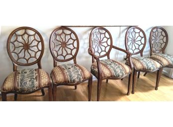 5 Beautifully Carved Fruitwood Dining Chairs - French Provincial - Antique Chairs