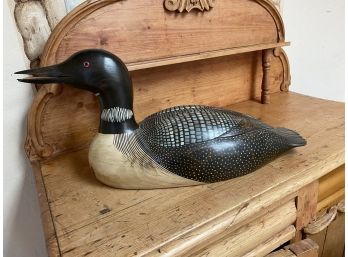 J. Linder Carved And Polychromed Sculpture Of 'Common Loon' Signed And Dated '87 -