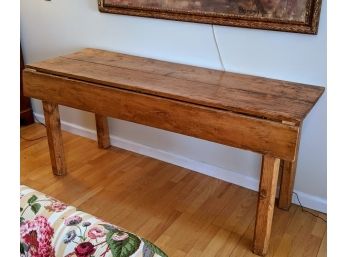 Pine Drop Leaf Farm Table - Lg Wooden Antique Planks