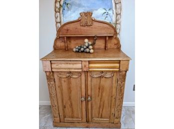 Antique Pine Country Furniture Display Cabinet