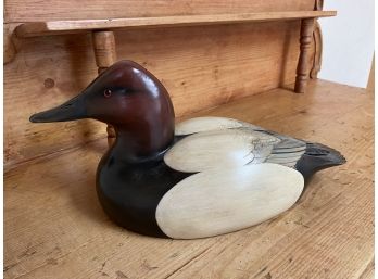 Carved And Polychromed Dated And Signed By J. Linder 'Canvasback Drake Decoy'