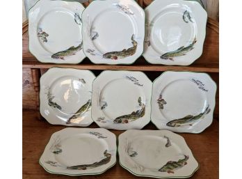 Set Of 6 Antique Fish Plates Made In England From Soho Pottery