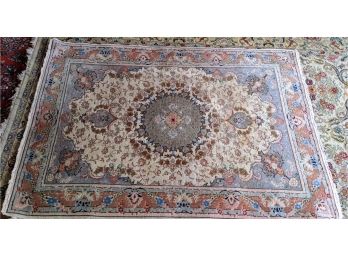 Oriental Rug With Gorgeous Pink And Blue Muted Hues   5Ft. X 3Ft.3' Vintage  -------Help Odd Coloring Photos