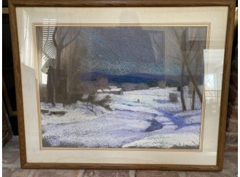 Winter Pastel Scene With Double Mat And Wood Frame