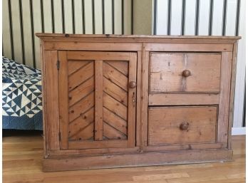 Bleach Blonde Pine Antique Dresser With 2 Deep Drawers And One Cabinet With 2 Shelves