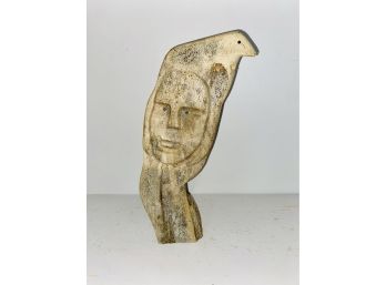 An Inuit Carved WhaleBone Figurine Half Bird Half Man