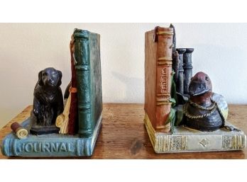 Hunting Bookends - Dog And Duck