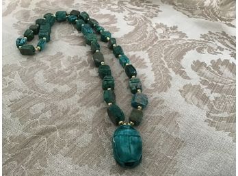 Turquoise And Green Stone Necklace And Pendant