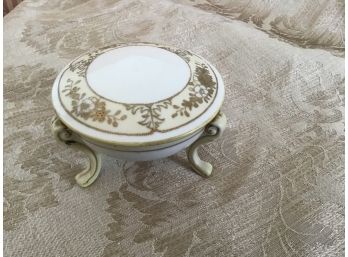 Nippon Tri-Footed Hand Painted Bone China Covered Dish