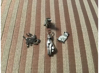 Four Sterling Silver Cat Related Charms