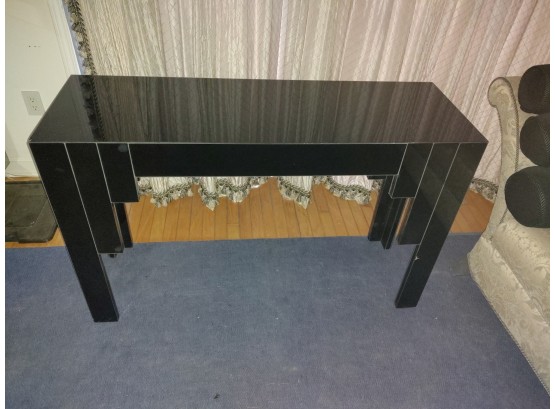 Black Mirrored Glass Console Table