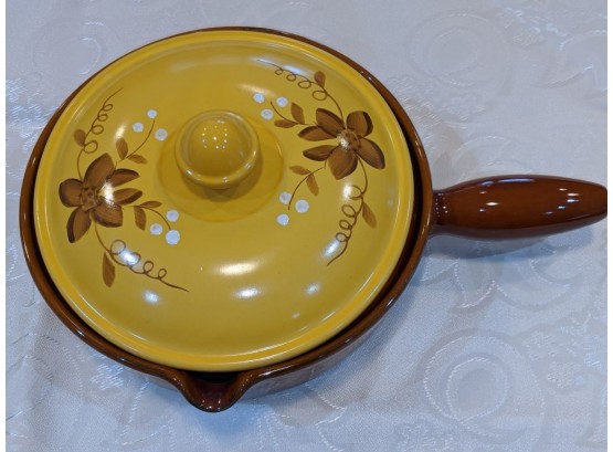 Vintage Brown Drip Casserole Dish Hand-painted Lid.