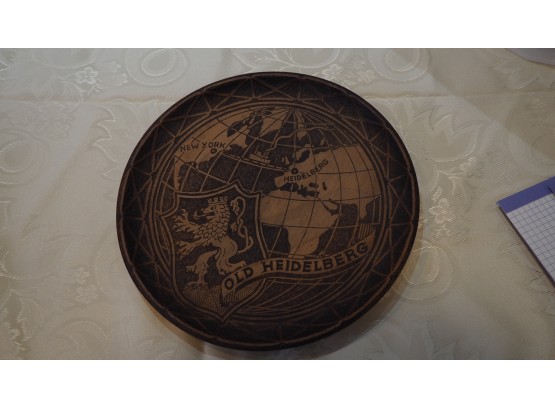 1946 Carved Wooden Decor Plate From Heidelberg