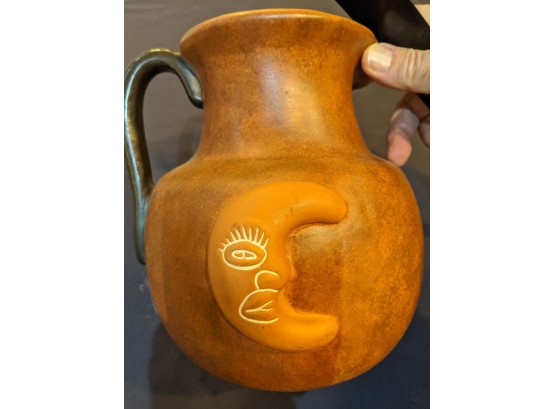 Earthenware Pitcher W/ Face Of Moon