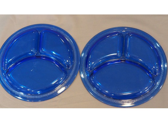 Vintage Blue Glass Portion Plates
