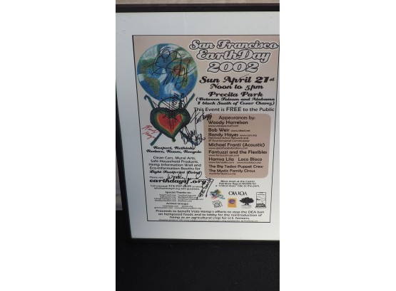 Earth Day San Francisco Poster Signed By Woody Harrelson & Bob Weir
