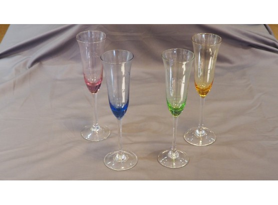 Vintage Multi-color Etched Stemware From Europe