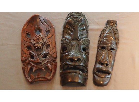 African & Asian Carved Masks & Art Lot