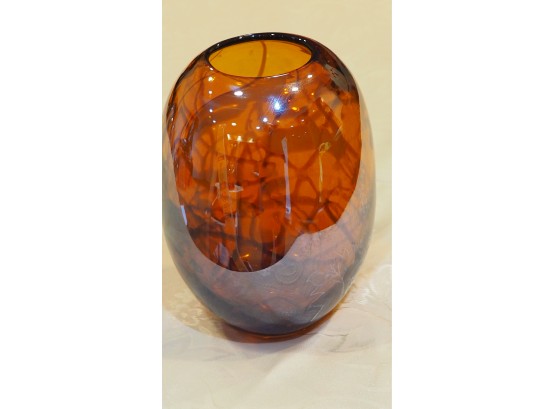 Beautiful Amber Glass With Design
