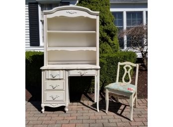 Vintage Desk With Bookshelf And Chair