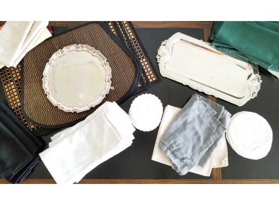 Serving Assortment - Silverplate, Napkins, Placemats And More!