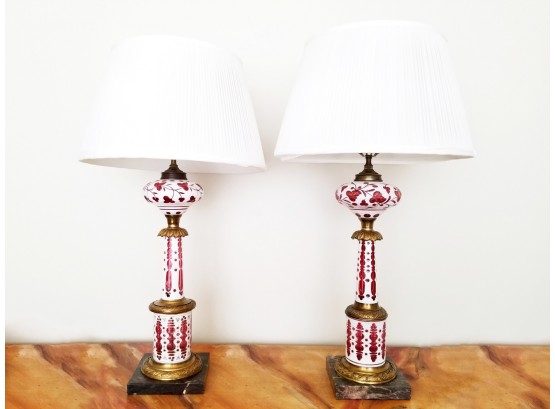 Stunning Antique Italian Glass Lamps