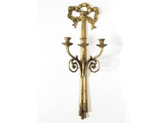 Large Antique Brass Candle Sconce