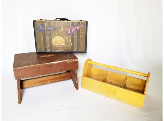 Vintage Tack Box, Boot Bench, And Case