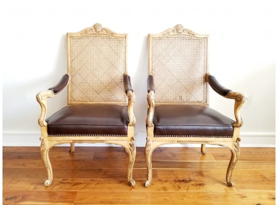 Gorgeous Cane Back Leather Chairs