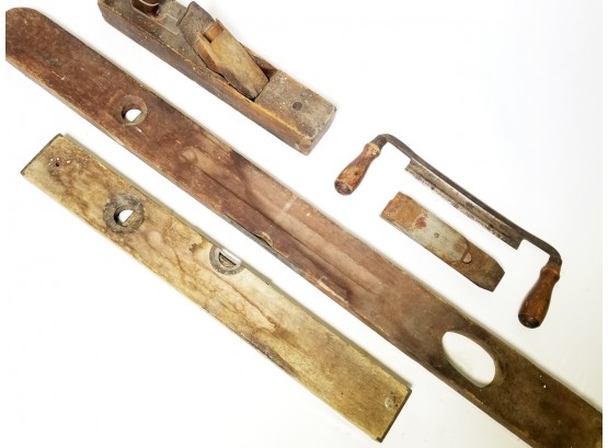 Antique Wood Tools - Level, Hand Planer, And More!