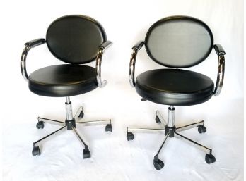 Pair Chrome Swivel Chairs