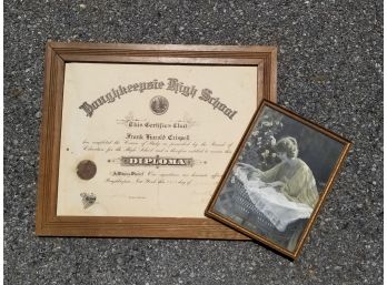 Vintage Poughkeepsie High School Diploma And Photograph