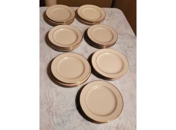 27 Dessert Plates With Gold Painted Trim