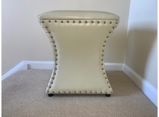 Leather Hassock With Silvered Tacs