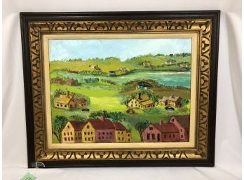 'Suburbia' Oil Of Canvas Of Country Village Signed By Rudder