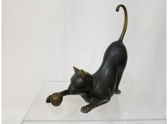 Vintage Bronze Cat Sculpture
