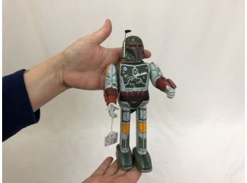 Star Wars Boba Fett Wind Up Robot Toy Doll Signed On The Chest With Silver Marker By Jeremy Bullock “boba Fett