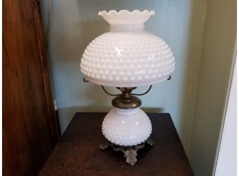 Vintage Milk Glass Hobnail Table Lamp