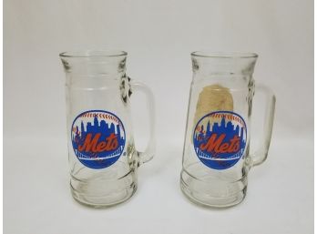 2 Mets Mug O' Nuts Glass Beer Mugs