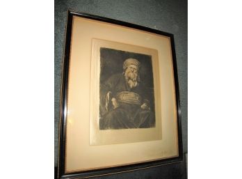 Antique Old Master Style Engraving Man