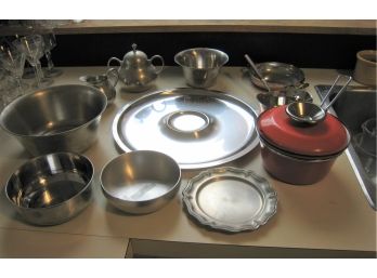 Pewter, Copper And Enamel Kitchen Ware
