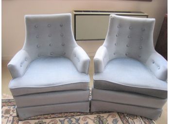 Pair Of Light Blue Slipper Chairs