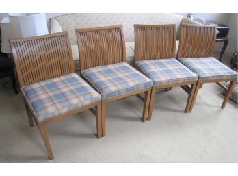 Russel Wright Statton Modern Sycamore Wood Set Of 4 Dining Chairs