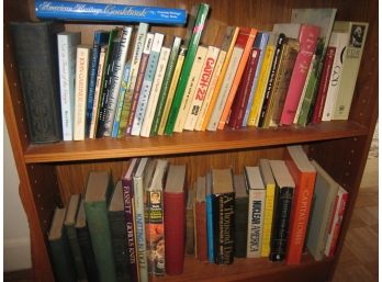 2 Shelves Of Cookbooks, Fiction, Reference