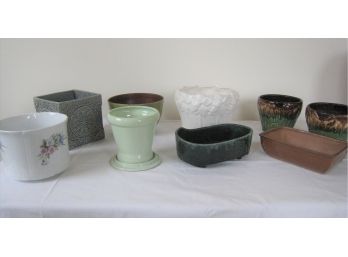 Grouping Of Ceramic Pottery Planter Vases