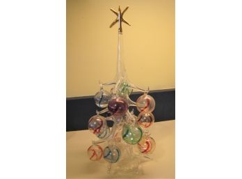 Italian Blown Glass Christmas Tree With Ornaments