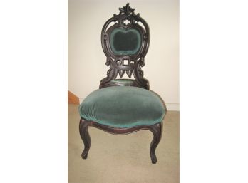 Belter Style Carved Wood Velvet Side Chair